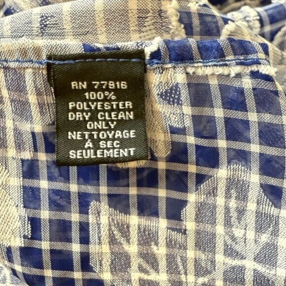 ANTHROPOLOGIE Tie Front Blue Floral Gingham Caftan One Size NEW - Picture 5 of 8